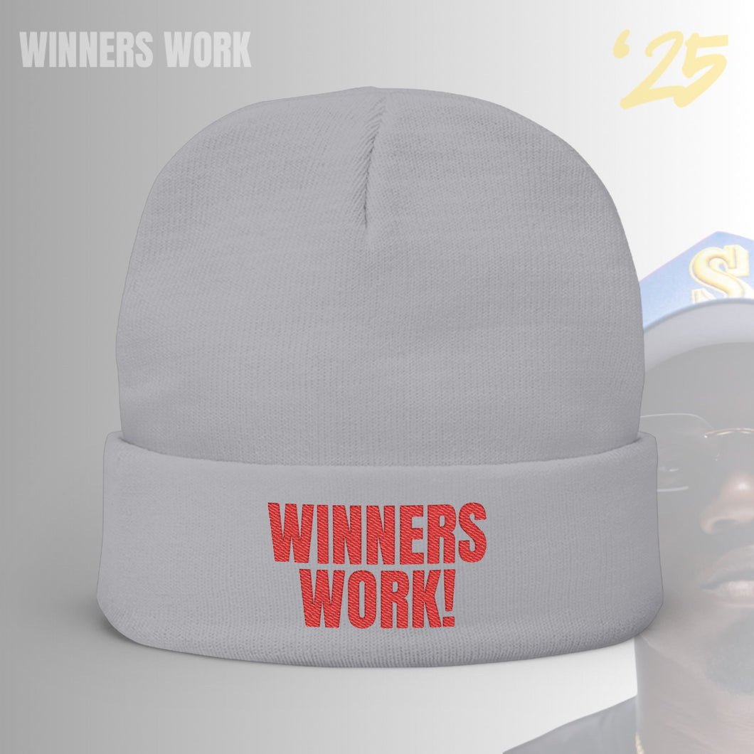 Winners Work Embroidered Knit Beanie