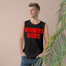Load image into Gallery viewer, Red Winners Work Unisex Barnard Tank Top – Motivational Fitness Sleeveless Shirt with Lion Design
