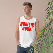 Load image into Gallery viewer, Red Winners Work Unisex Barnard Tank Top – Motivational Fitness Sleeveless Shirt with Lion Design
