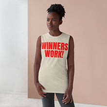 Load image into Gallery viewer, Red Winners Work Unisex Barnard Tank Top – Motivational Fitness Sleeveless Shirt with Lion Design
