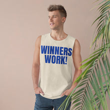 Load image into Gallery viewer, Blue Winners Work Unisex Barnard Tank Top – Motivational Fitness Sleeveless Shirt with Lion Design
