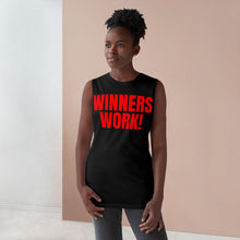 Load image into Gallery viewer, Red Winners Work Unisex Barnard Tank Top – Motivational Fitness Sleeveless Shirt with Lion Design
