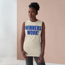 Load image into Gallery viewer, Blue Winners Work Unisex Barnard Tank Top – Motivational Fitness Sleeveless Shirt with Lion Design
