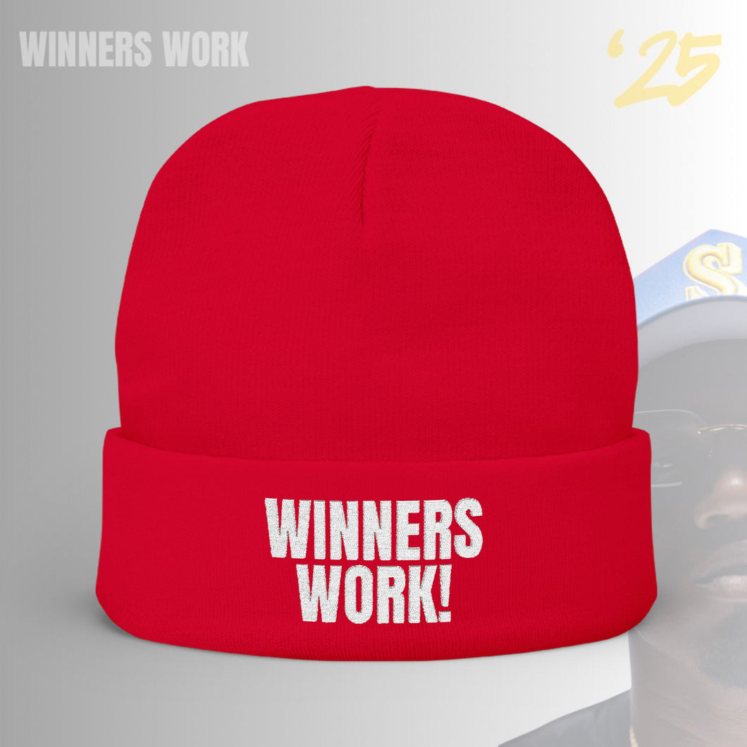 Winners Work Embroidered Knit Beanie