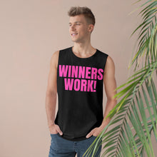 Load image into Gallery viewer, Pink Winners Work Unisex Barnard Tank Top – Motivational Fitness Sleeveless Shirt with Lion Design

