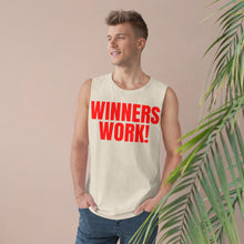 Load image into Gallery viewer, Red Winners Work Unisex Barnard Tank Top – Motivational Fitness Sleeveless Shirt with Lion Design
