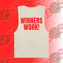 Load image into Gallery viewer, Red Winners Work Unisex Barnard Tank Top – Motivational Fitness Sleeveless Shirt with Lion Design

