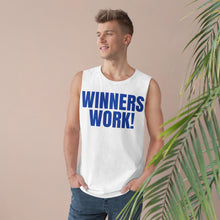 Load image into Gallery viewer, Blue Winners Work Unisex Barnard Tank Top – Motivational Fitness Sleeveless Shirt with Lion Design
