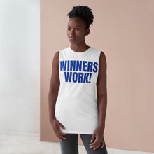 Load image into Gallery viewer, Blue Winners Work Unisex Barnard Tank Top – Motivational Fitness Sleeveless Shirt with Lion Design
